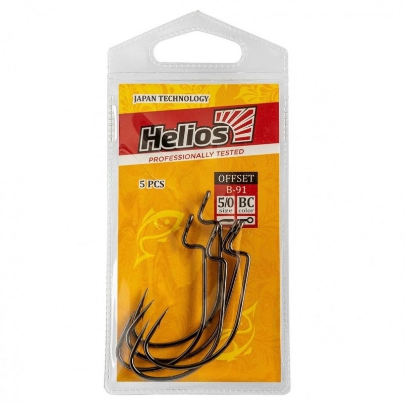 Крючок Helios офсетный B-91BC, все размеры 5-0