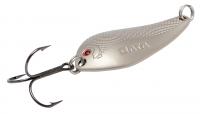 Блесна Олта АТОМ, 12г, 63мм, матовое серебро, тр.Mustad №1, цветной металл