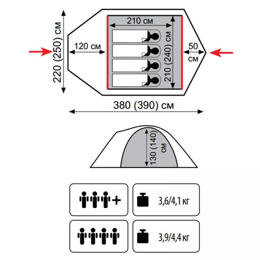 Палатка Tramp Lite Camp 4 цвет зеленый